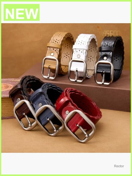 Vintage Hollow Flower Genuine Leather Belt for Jeans